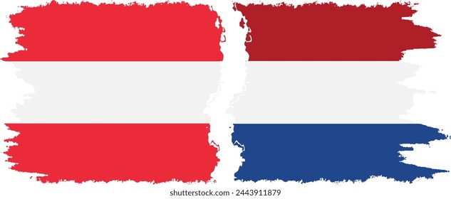 Países Bajos y Austria grunge banderas de conexión, vector