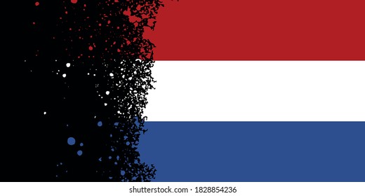 Netherlands. Background with a flag. Close-up with an uneven edge. A cropped, torn brushstroke. National symbol.