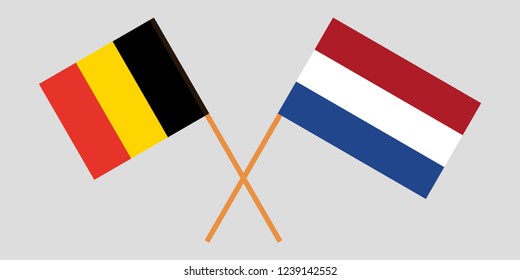 Netherlands and Belgium. The Netherlandish and Belgian flags. Official proportion. Correct colors. Vector illustration