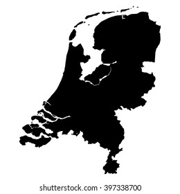 Netherlands black map on white background vector