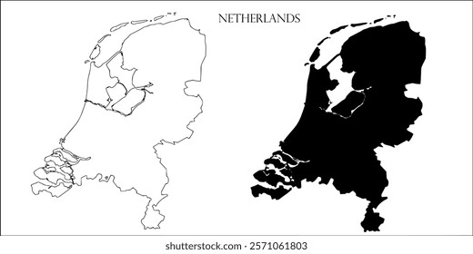 Netherlands Blank Map, Netherlands Map Outline Vector Images