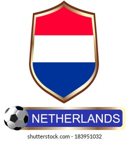 Netherlands. Blazon with flag - vector illustration.