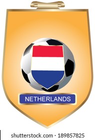 Netherlands; Blazon with flag - vector illustration.