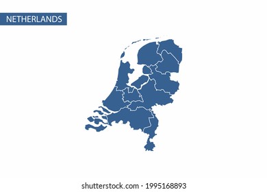 Netherlands blue map detailed vector.