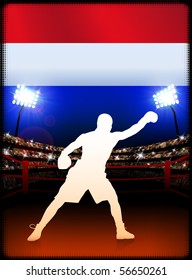 Netherlands Boxing on Stadium Background Original Illustration