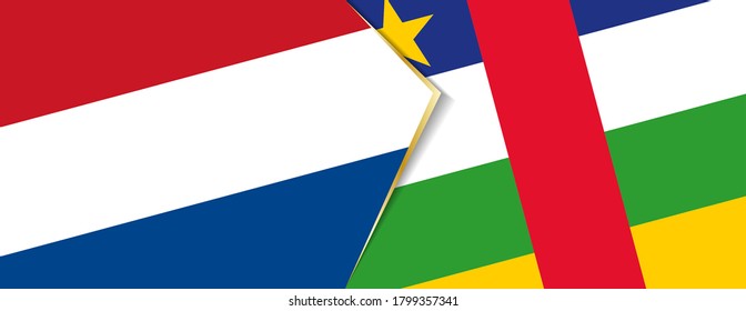 Netherlands and Central African Republic flags, two vector flags symbol of relationship or confrontation.