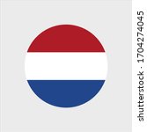 Netherlands circle button flag. National symbol icon. Vector illustrarion. 