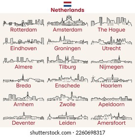 Niederländische Städte umreißen Skizzen-Vektorgrafik