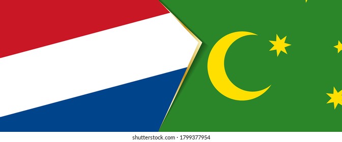 Netherlands and Cocos Islands flags, two vector flags symbol of relationship or confrontation.