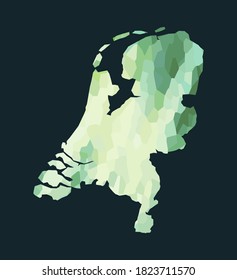 Silueta colorida del mapa vectorial de los Países Bajos