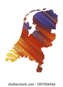 Netherlands colorful vector map silhouette