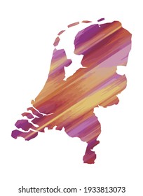 Netherlands colorful vector map silhouette