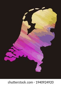Netherlands colorful vector map silhouette
