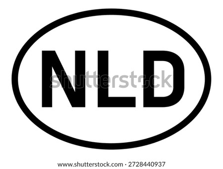 Netherlands country code NLD icon vector on a white background
Country code abbreviation oval sticker icon on a white background