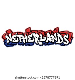 netherlands country flag in graffiti art style