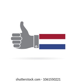 Netherlands country flag thumbs up vector icon