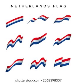 Netherlands Country flag vector pack with waving style. For design elements with the concept of celebrating Dutch holidays.