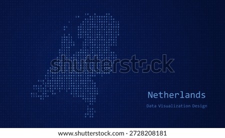 Netherlands Digital map formed with ones and zeroes for data visualization design