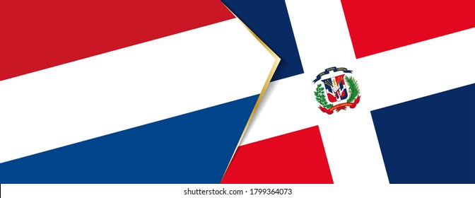 Netherlands and Dominican Republic flags, two vector flags symbol of relationship or confrontation.