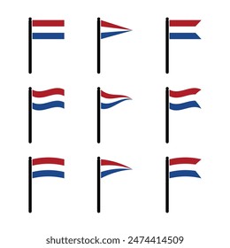 netherlands dutch flag icon with pole symbol vector illustration