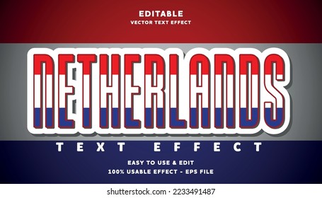 netherlands editable text effect with modern and simple style, usable for logo or campaign title