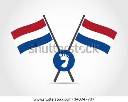 Netherlands Emblem Flag Foot Print