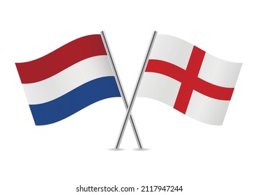 Netherlands and England flags. Netherlandish and English flags isolated on white background. Vector illustration.