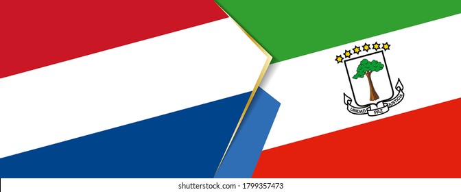Die Flaggen der Niederlande und Äquatorialguineas, zwei Vektorfahnen, Symbol für Beziehung oder Konfrontation.