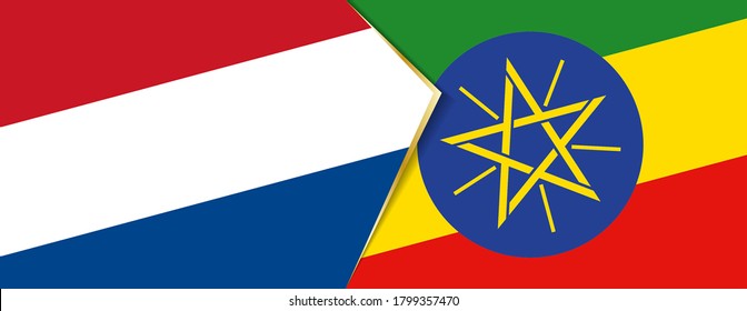 Netherlands and Ethiopia flags, two vector flags symbol of relationship or confrontation.