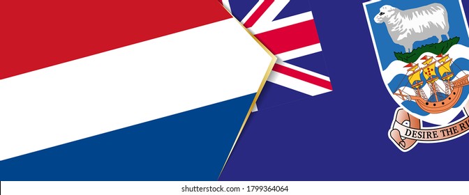 Netherlands and Falkland Islands flags, two vector flags symbol of relationship or confrontation.