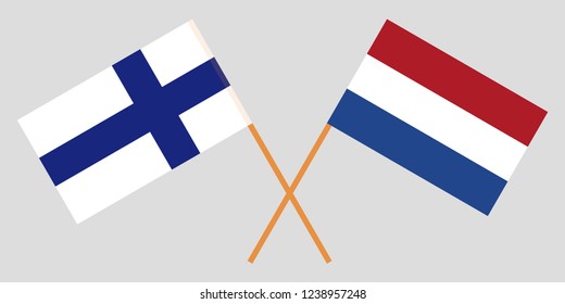 Netherlands and Finland. The Netherlandish and Finnish flags. Official proportion. Correct colors. Vector illustration