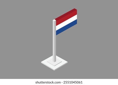 Estilo 3d de la bandera de los Países Bajos, Vector de ilustración de la bandera nacional de los Países Bajos, ilustración de la bandera de los Países Bajos, Ilustración vectorial plana
