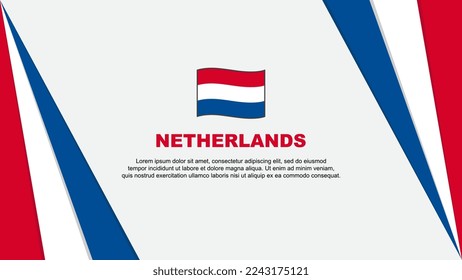 Plantilla de diseño de fondo de resumen de la bandera de los Países Bajos. Ilustración del vector de caricaturas del Día de la Independencia de los Países Bajos. Bandera de los Países Bajos