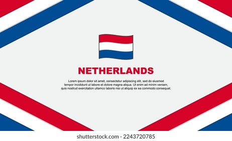 Plantilla de diseño de fondo de resumen de la bandera de los Países Bajos. Ilustración del vector de caricaturas del Día de la Independencia de los Países Bajos. Plantilla de Países Bajos