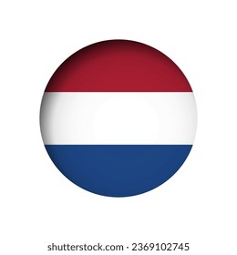 Netherlands flag - behind the cut circle paper hole with inner shadow.