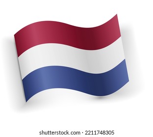 Netherlands flag bended and lying on white background