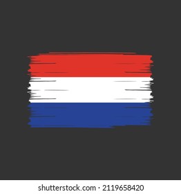 Netherlands flag with brush stroke background