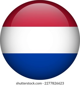 Netherlands flag button. Emblem of Netherlands. Vector flag, symbol. Colors and proportion correctly.