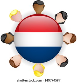 Netherlands Flag Button Teamwork People Group - Vector