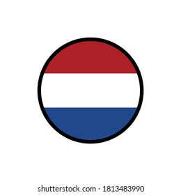 Netherlands flag in circle on white background