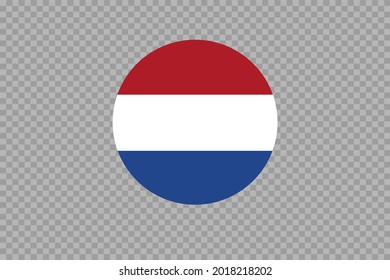 Netherlands flag in circle shape isolated  on png or transparent  background,Symbol of Netherlands, template for banner,card,advertising, magazine,vector,top gold medal winner sport country 