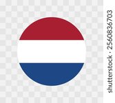 Netherlands flag - circle vector flag isolated on checkerboard transparent background