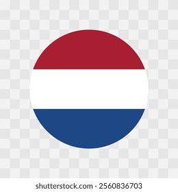 Netherlands flag - circle vector flag isolated on checkerboard transparent background