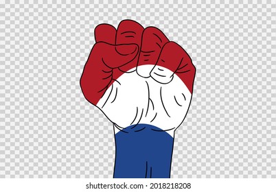 Netherlands flag colored hand isolated on png or transparent  background, Symbols of Netherlands template for banner,card,advertising ,promote,magazine,vector,top gold medal winner sport country