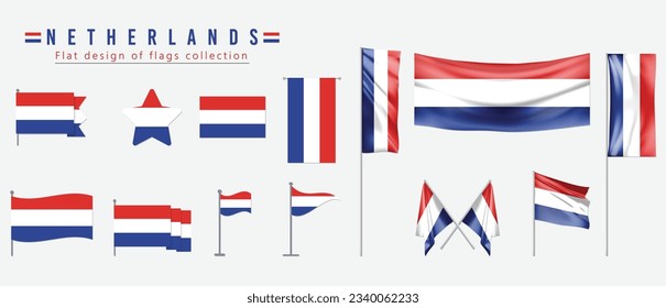 Netherlands flag, flat design of flags collection