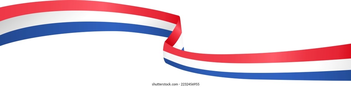 Netherlands flag flying on white background