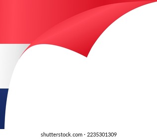 Netherlands flag flying on white background