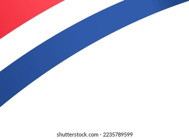 Netherlands flag flying on white background