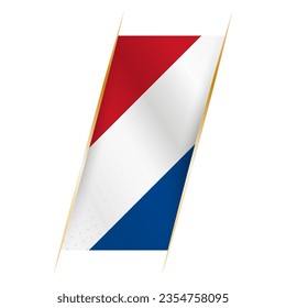 Netherlands flag in the form of a banner with waving effect and shadow. Modern vector design.