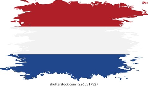 Netherlands flag grunge brush color image, vector